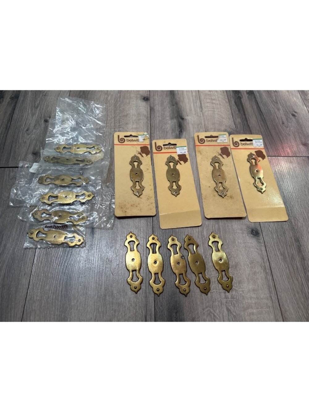 Belwith Brass Cabinet Backplates Set Of 15 Vintage Style Drawer Handles New & Pr